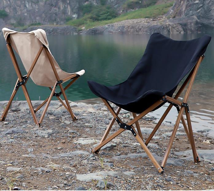 Folding Wooden Grain Aluminum Pipe Camping Chair